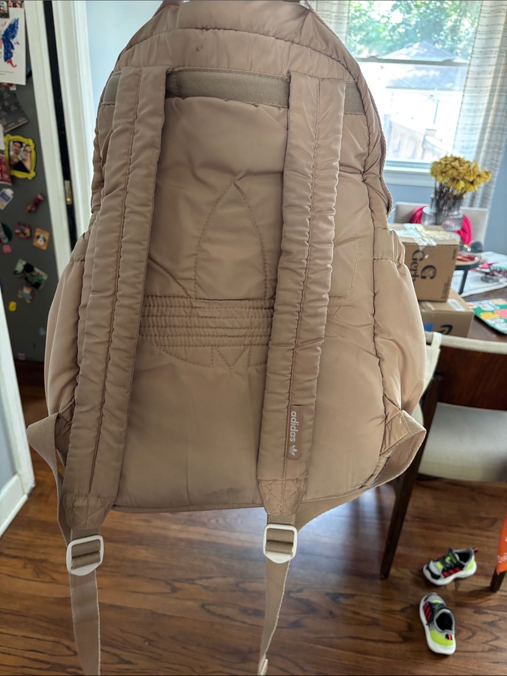 adidas Women's Beige Puffer Mini Backpack - Picture 4 of 7